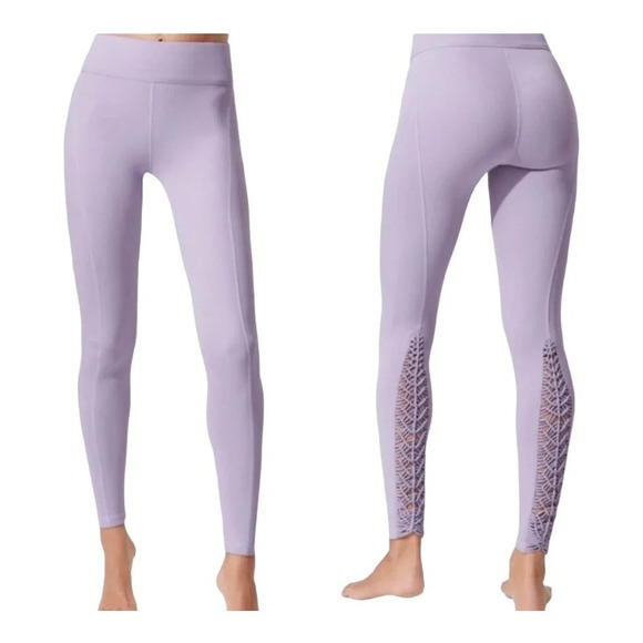 Carbon38 Sayang Collection Padang Lilac Macrame Full Length Long Yoga Legging - Picture 1 of 6
